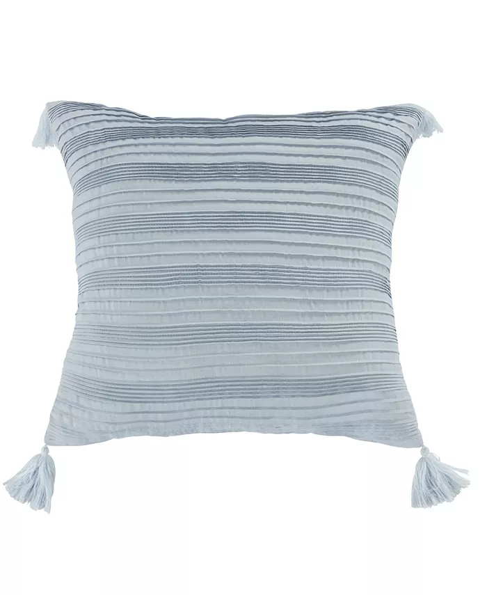 American Heritage Textiles Bleached Boardwalk Blue Decorative Pillow， 18