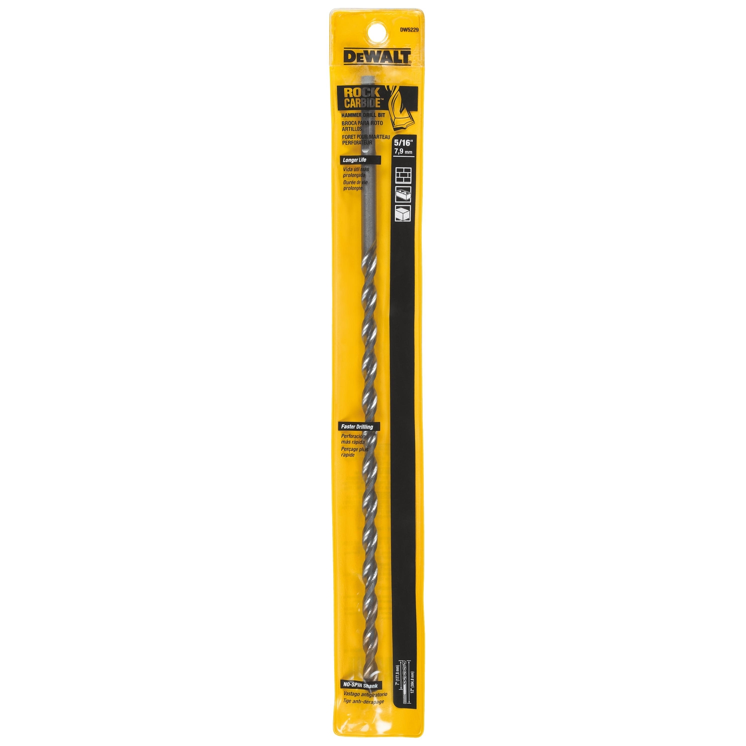 DeWalt 5/16 in. X 12 in. L Carbide Tipped Percussion Drill Bit 1 pc - Intensery