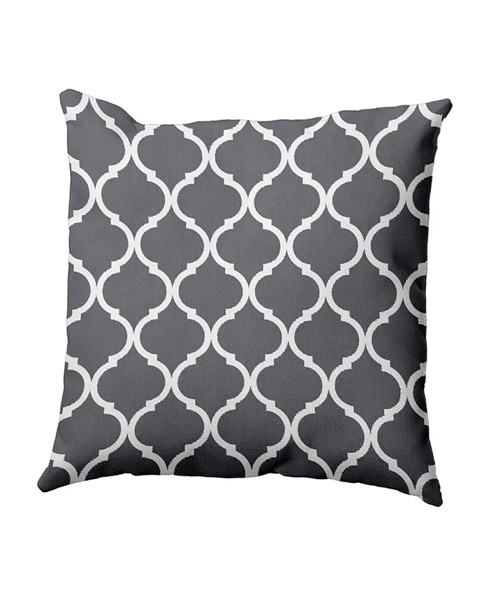 E by Design 16 Inch Dark Gray Decorative Trellis Print Throw Pillow - Intensery