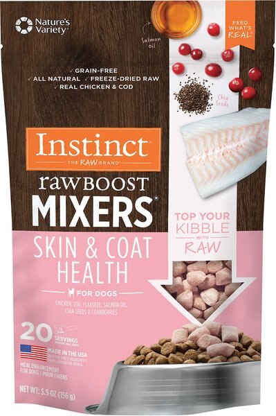 Instinct Freeze-Dried Raw Boost Mixers Grain-Free Skin and Coat Health Recipe Dog Food Topper - Intensery