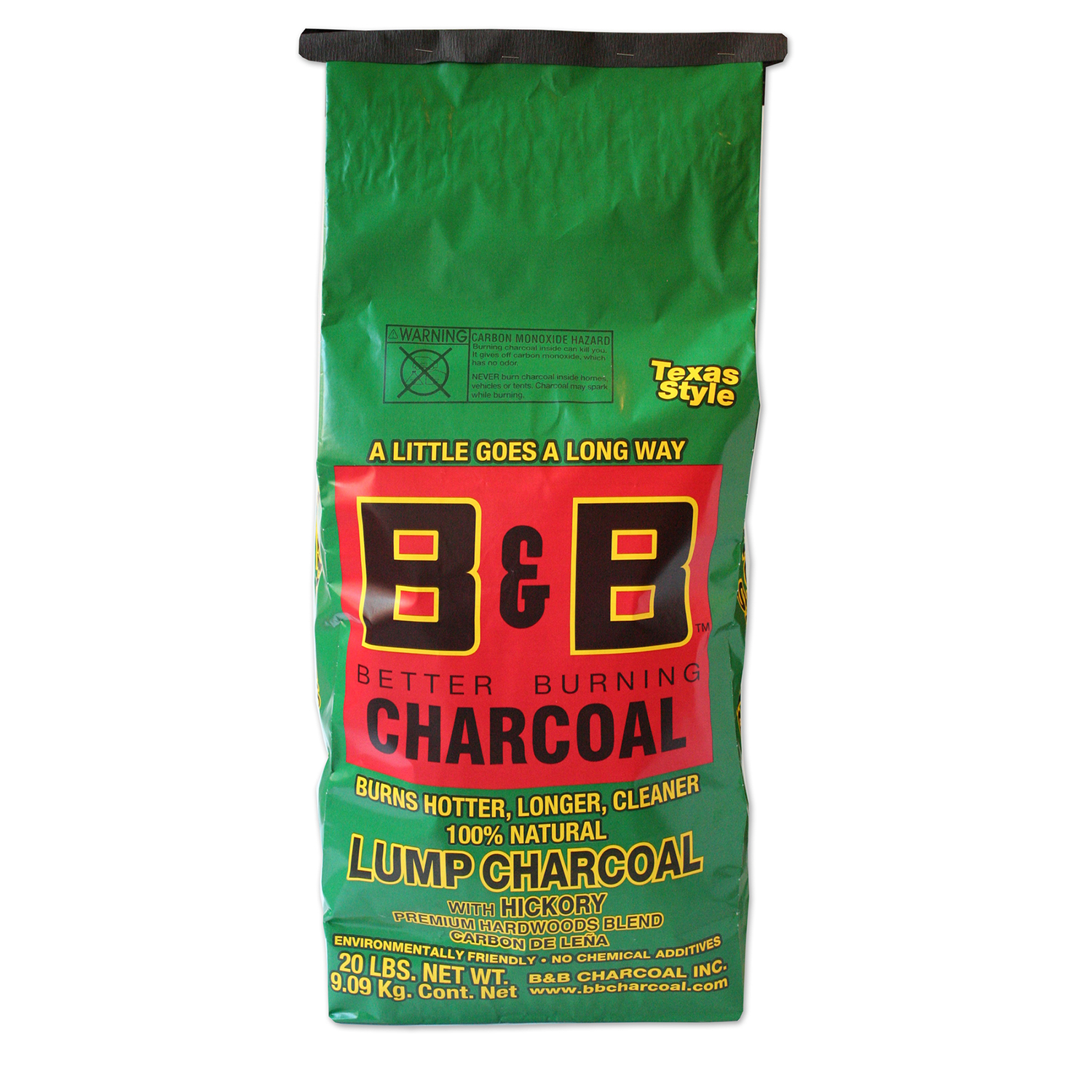 B\u0026B Charcoal All Natural Hickory Lump Charcoal 20 lb - Intensery