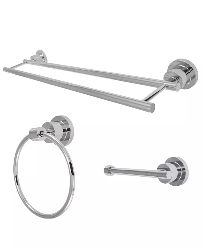 Kingston Brass Concord 3-Pc. Dual Towel Bar Bathroom Accessories Set in Polished Chrome - Intensery