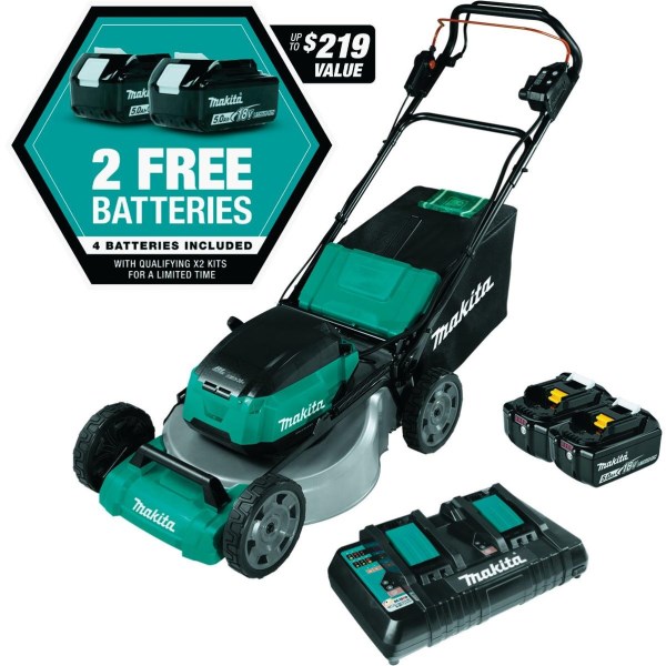 Makita 36V (18V X2) LXT Brushless 21 In. Self-Propelled Commercial Lawn Mower Kit with 4 Batteries (5.0Ah) - Intensery