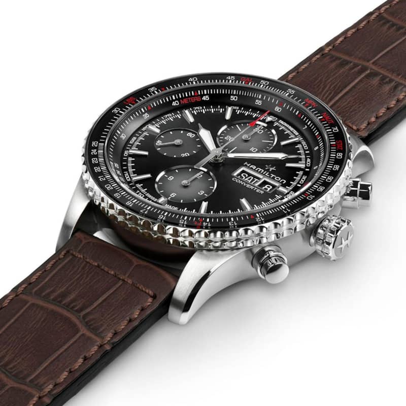 Hamilton Khaki Aviation Converter Auto Chrono Black Dial Brown Leather Strap Watchļ¼?44mm - Intensery