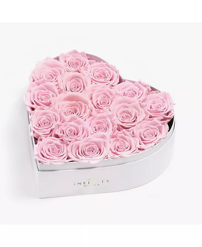 Infinity Roses Heart Box of 17 Pink Real Roses Preserved to Last Over a Year - Intensery
