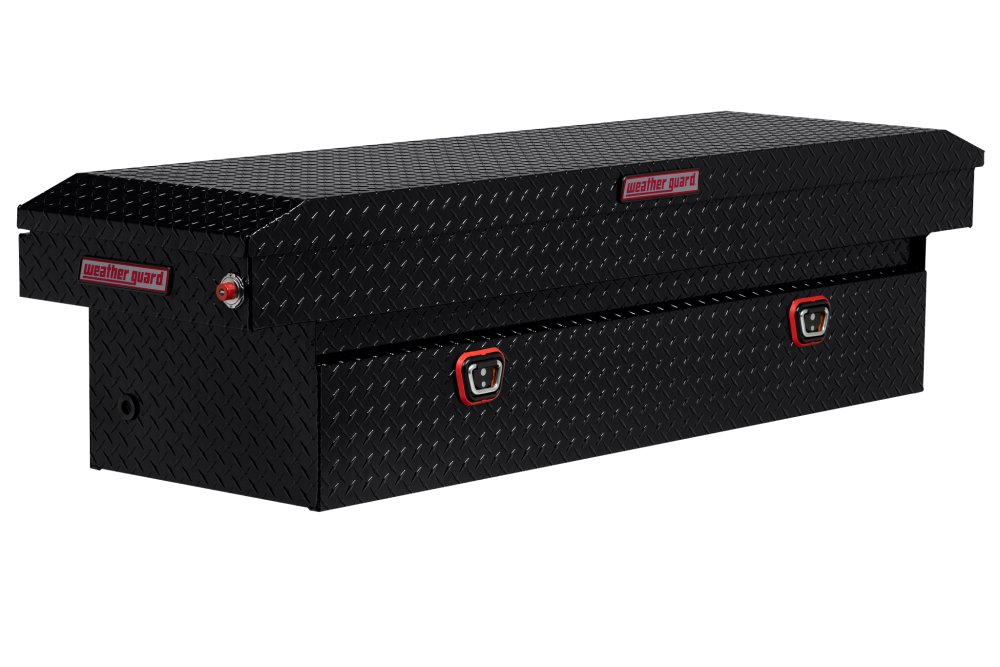 Weather Guard Saddle Truck Tool Box Aluminum Full Standard Gloss Black - Intensery