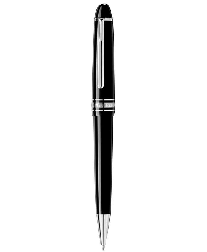 Montblanc Meisterstanduumlck Midsize Platinum Black Ballpoint Pen 114185 - Intensery