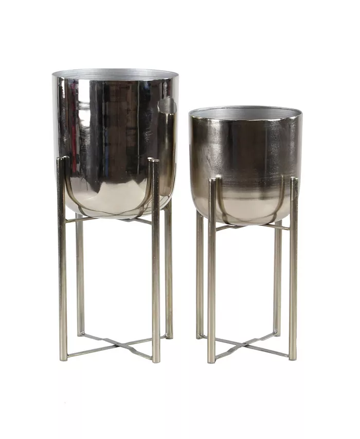 Rosemary Lane Bucket Planter with Stand， Set of 2 - Intensery