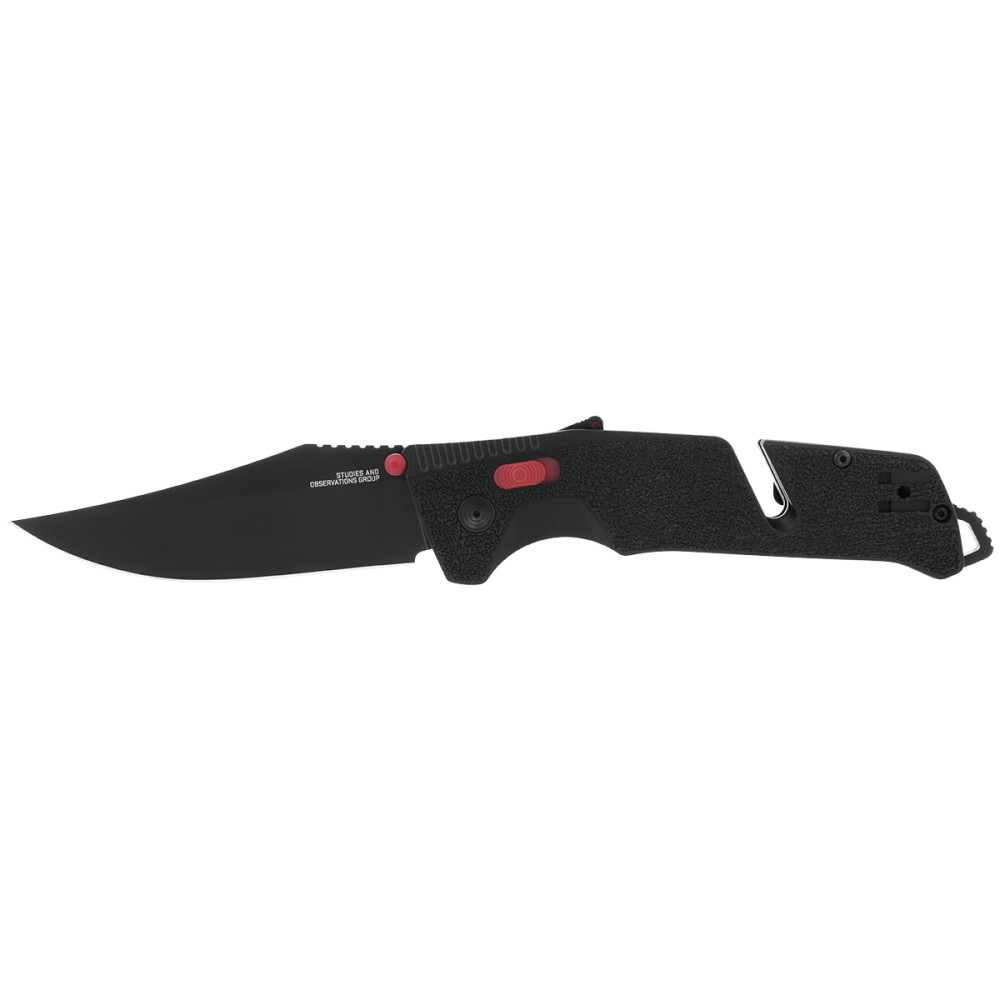 SOG Trident Pocket Knife Black and Red Straight 3.75 Blade - Intensery