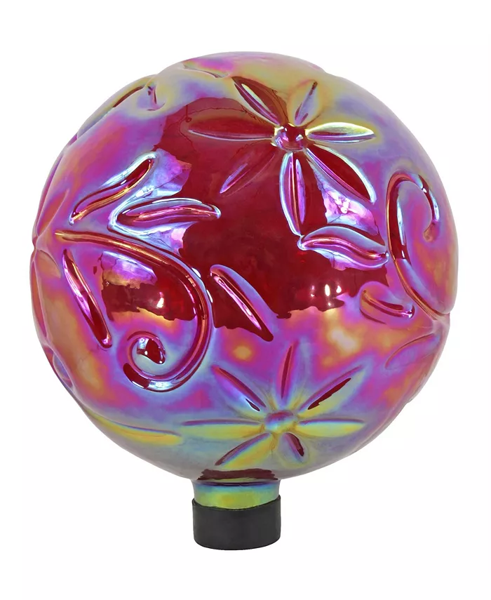 Gardener's Select GSA14BFG04 Red Flower Glass Gazing Globe， 10 - Intensery