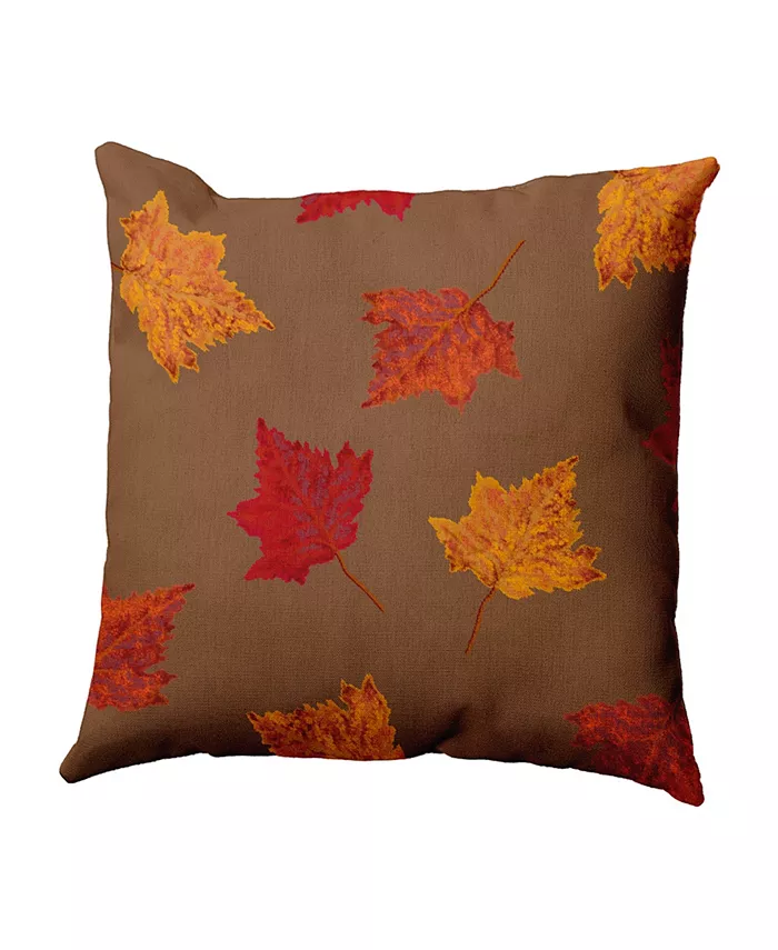 E by Design 16 Inch Brown Decorative Floral Throw Pillow - Intensery