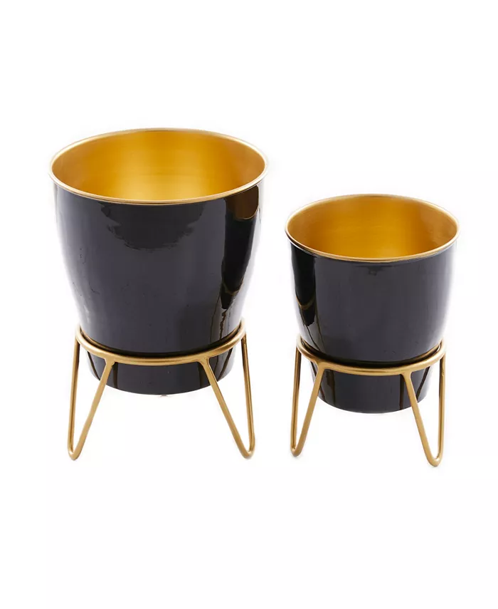 Novogratz Collection Metal Indoor Outdoor Planter with Removable Stand Set of 2 - Intensery