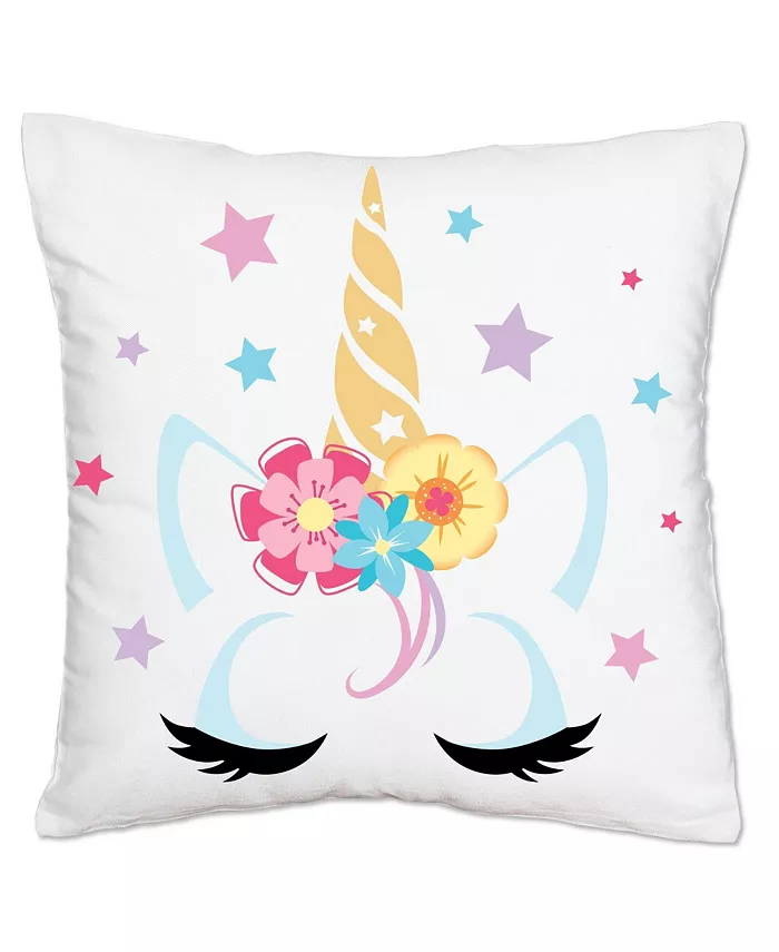 Big Dot of Happiness Rainbow Unicorn - Home Decorative Cushion Case - Throw Pillow Cover - 16 x 16 In - Intensery