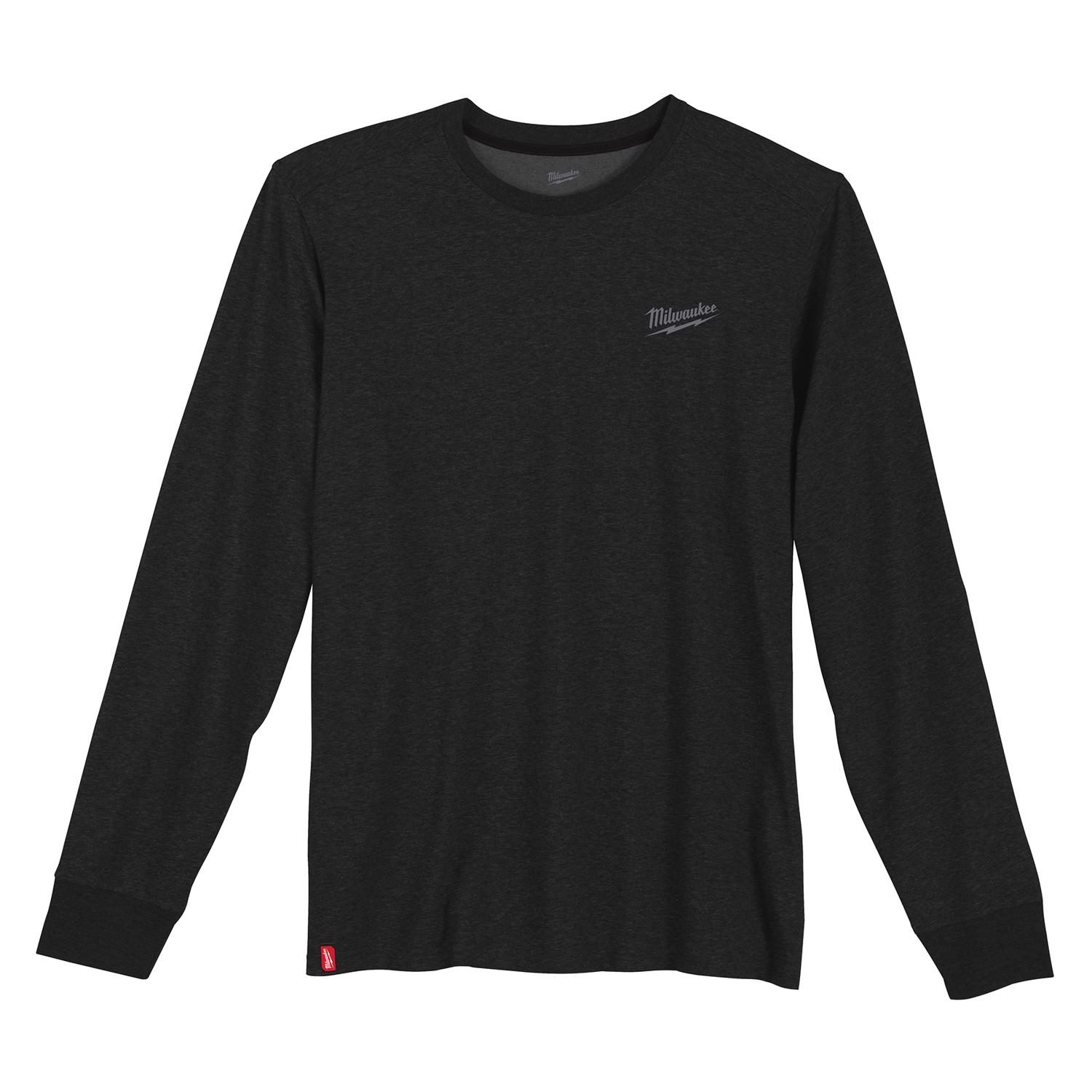 Milwaukee XL Long Sleeve Men\u0027s Round Neck Black Hybrid Work Tee Shirt - Intensery