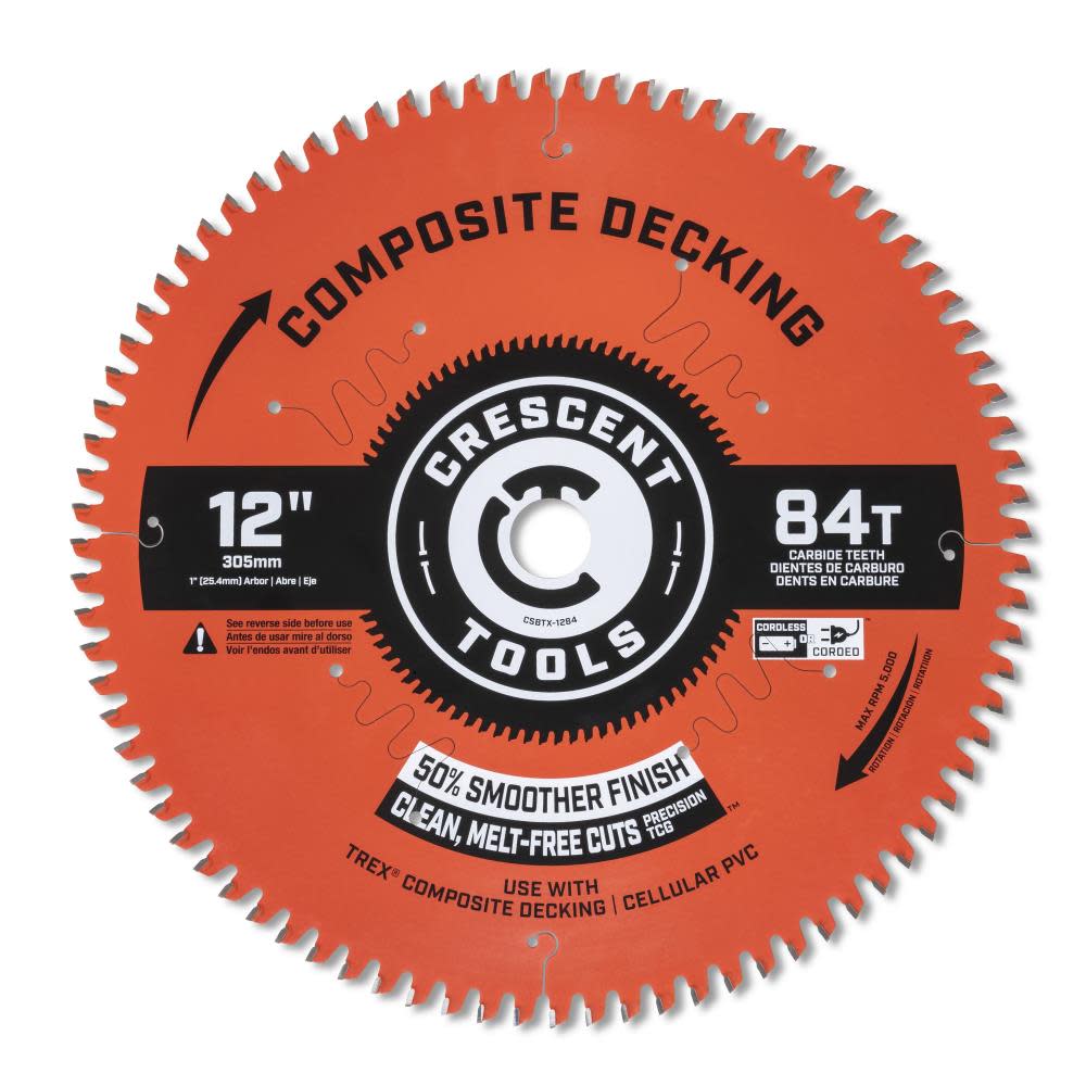 CRESCENT Circular Saw Blade 12 x 84 Tooth Composite Decking - Intensery