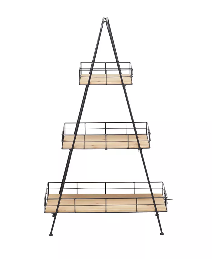 Novogratz Collection Brown Wood Indoor Outdoor 3 Tier Plant Stand - Intensery