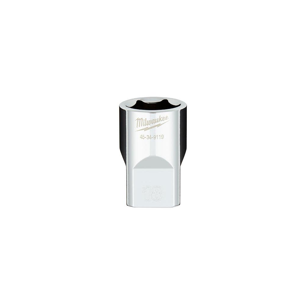 Milwaukee 1/2 in. Drive 18MM Metric 6-Point Socket with FOUR FLAT Sides 45-34-9119 from Milwaukee - Intensery