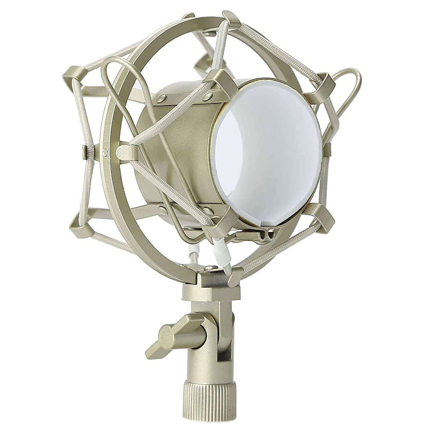 5 Core Metal Shock Mount Studio Recording Microphone Stand Mic Holder (silver)- SMH S - Intensery