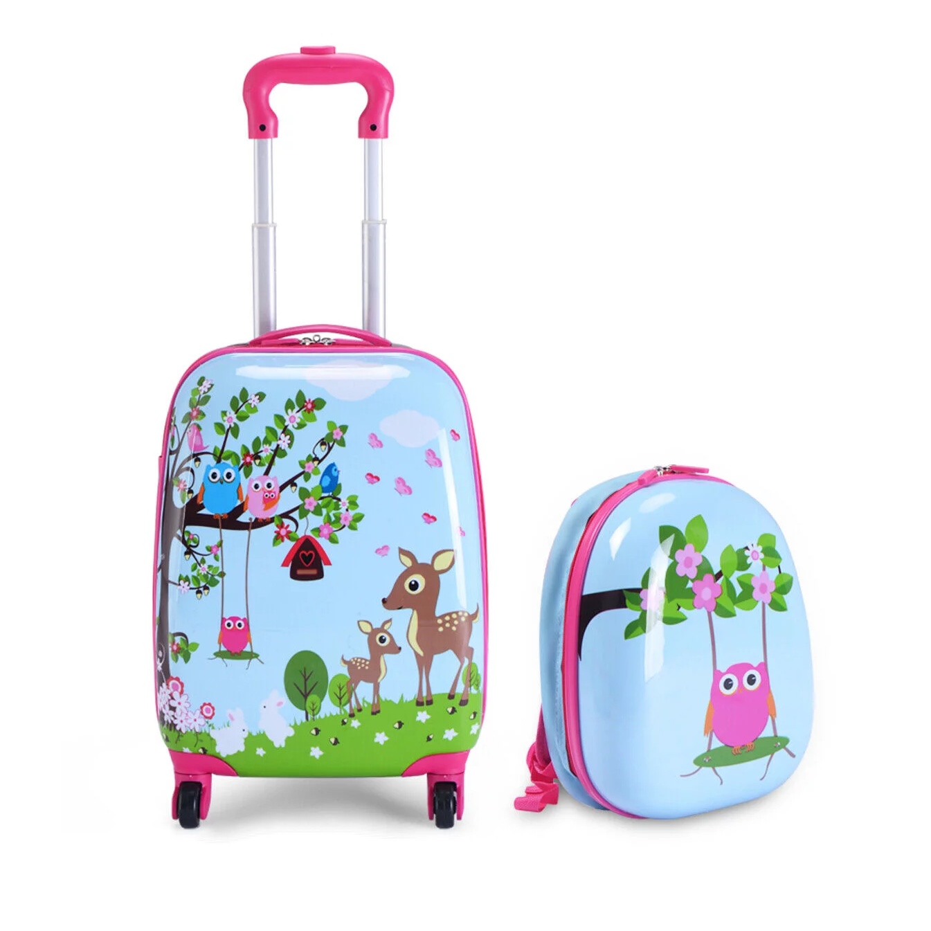 Costway 2Pc 12'' 16'' Kids Luggage Set Suitcase Backpack School Travel Trolley， Light Blue - Intensery