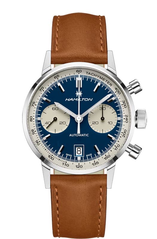 Hamilton American Classic Intra-Matic Auto Chrono Blue Dial Brown Leather Watchļ¼?40mm - Intensery