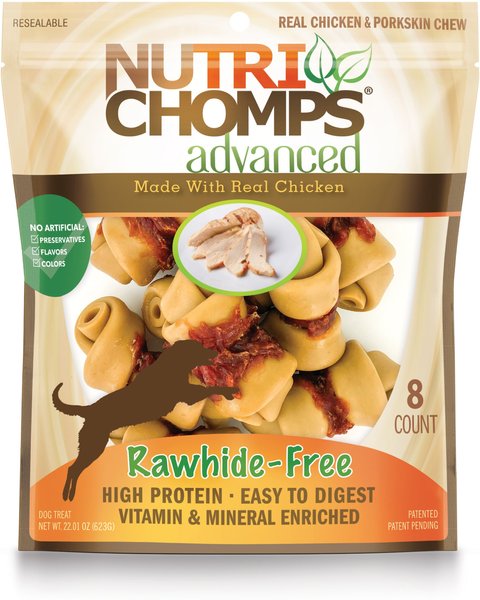 Nutri Chomps Advanced Real Chicken Knot Dog Treats， 8 count - Intensery