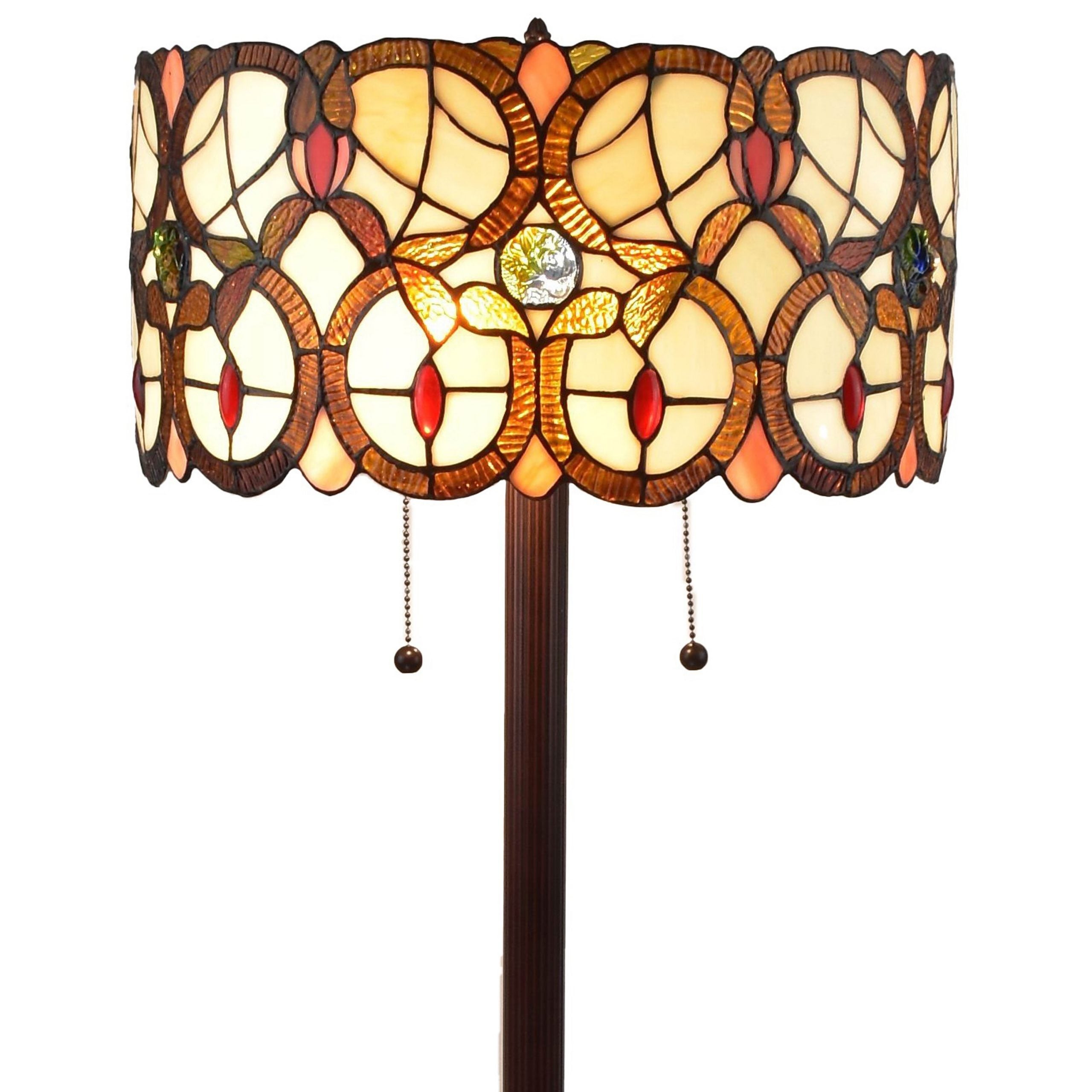 Tiffany Style 2 Light Drum Floor Lamp - 63