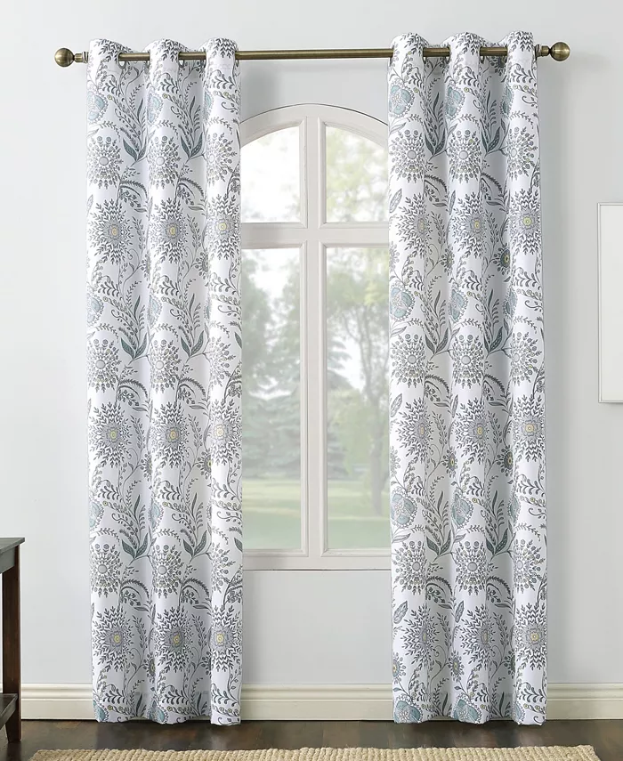No. 918 Janelle Medallion Floral Semi-Sheer Grommet Curtain Panel Collection - Intensery
