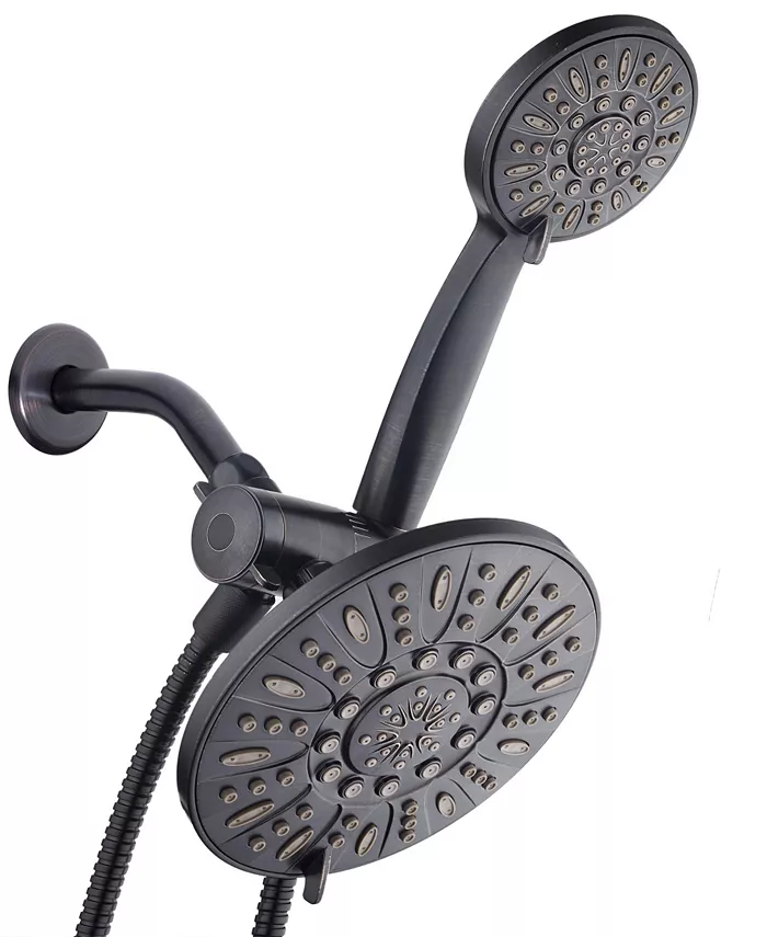 Aquadance High-Pressure 48-Setting Dual Shower Head Combo with Extra-long 6 Foot Hose - Intensery