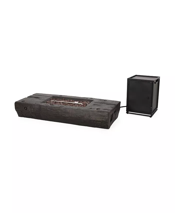 Noble House Costa Outdoor Rectangular Fire Pit with Tank Holder - Intensery
