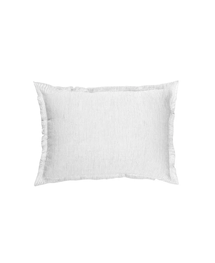 Anaya Home Light Grey White Striped Linen Down Lumbar Pillow - Intensery