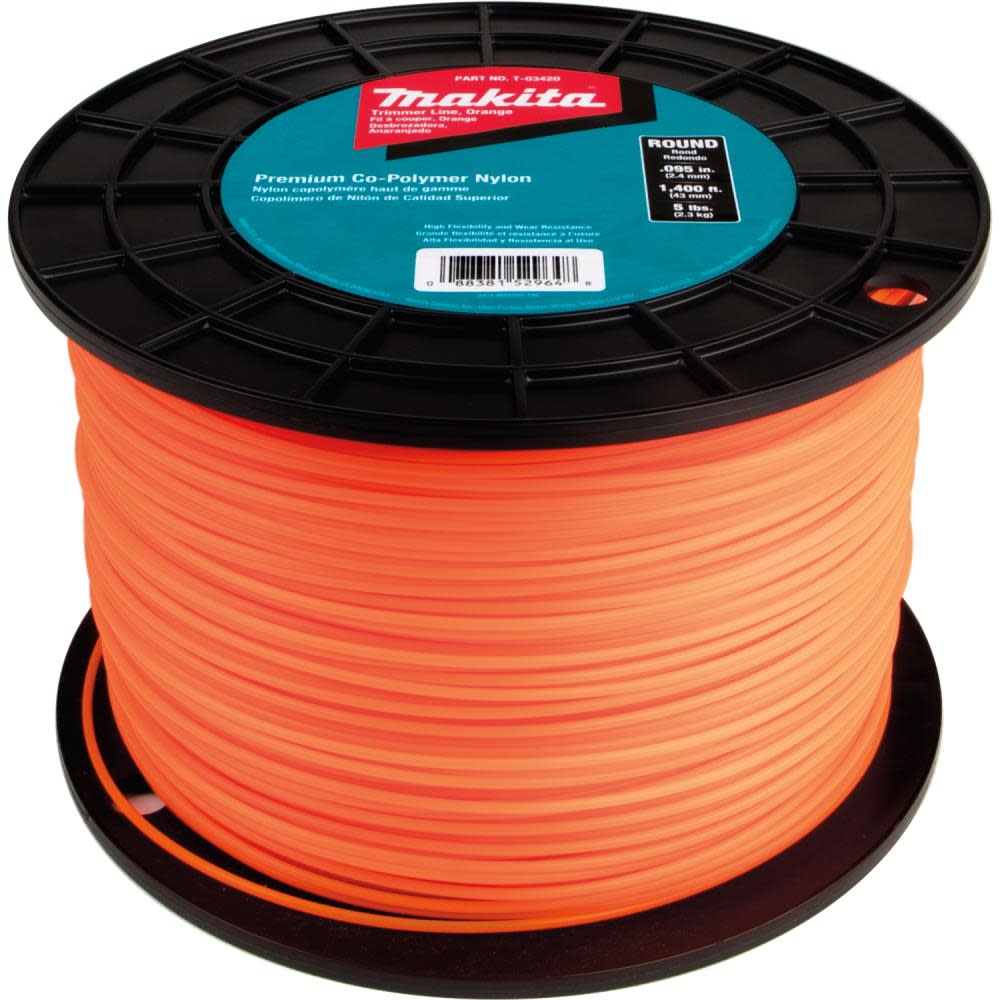 Round Trimmer Line， 0.095”， Orange， 1，400’， 5 lbs. - Intensery