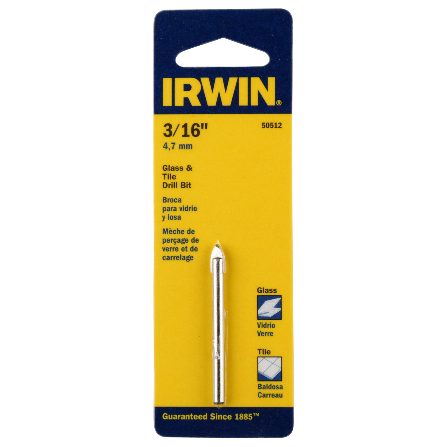 Irwin 3/16 in. X 2.25 in. L Carbide Tipped Glass And Tile Drill Bit 1 pc - Intensery