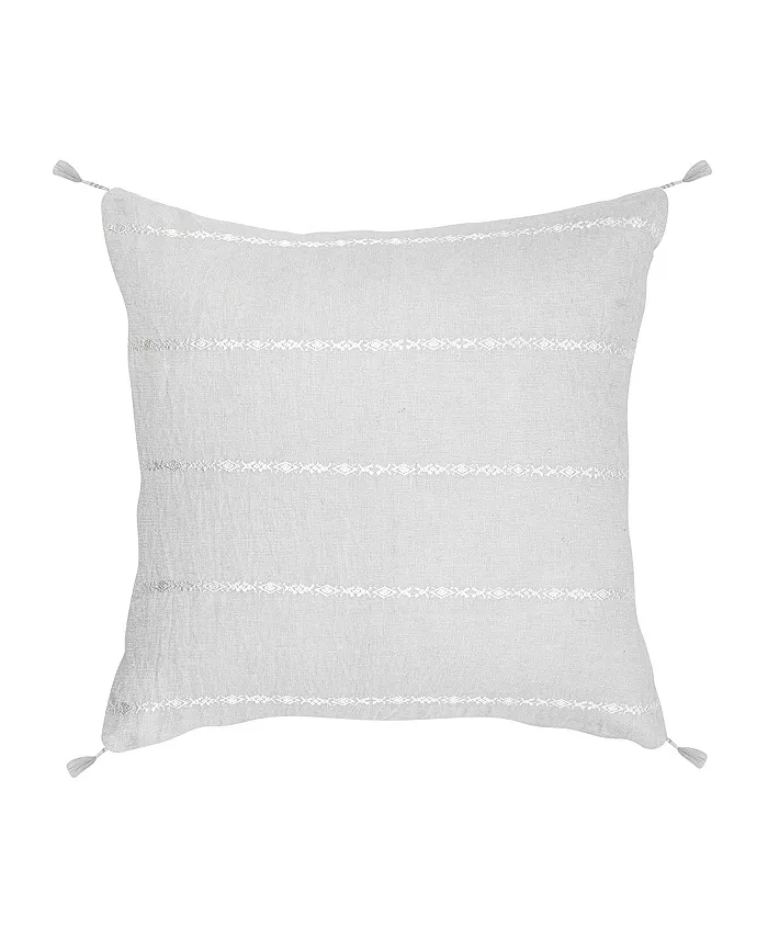Anaya Home Light Grey White Embr Stripes Down Throw Pillow - Intensery