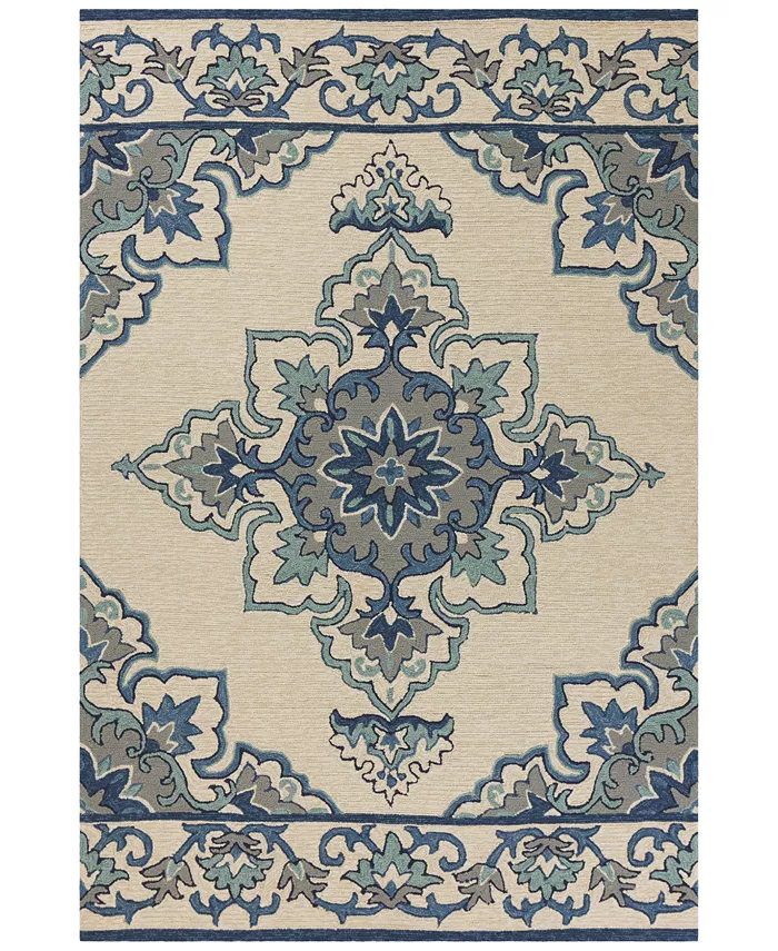 Kas Harbor Serafina 4238 Ivory Blue Indoor Outdoor Area Rug - Intensery