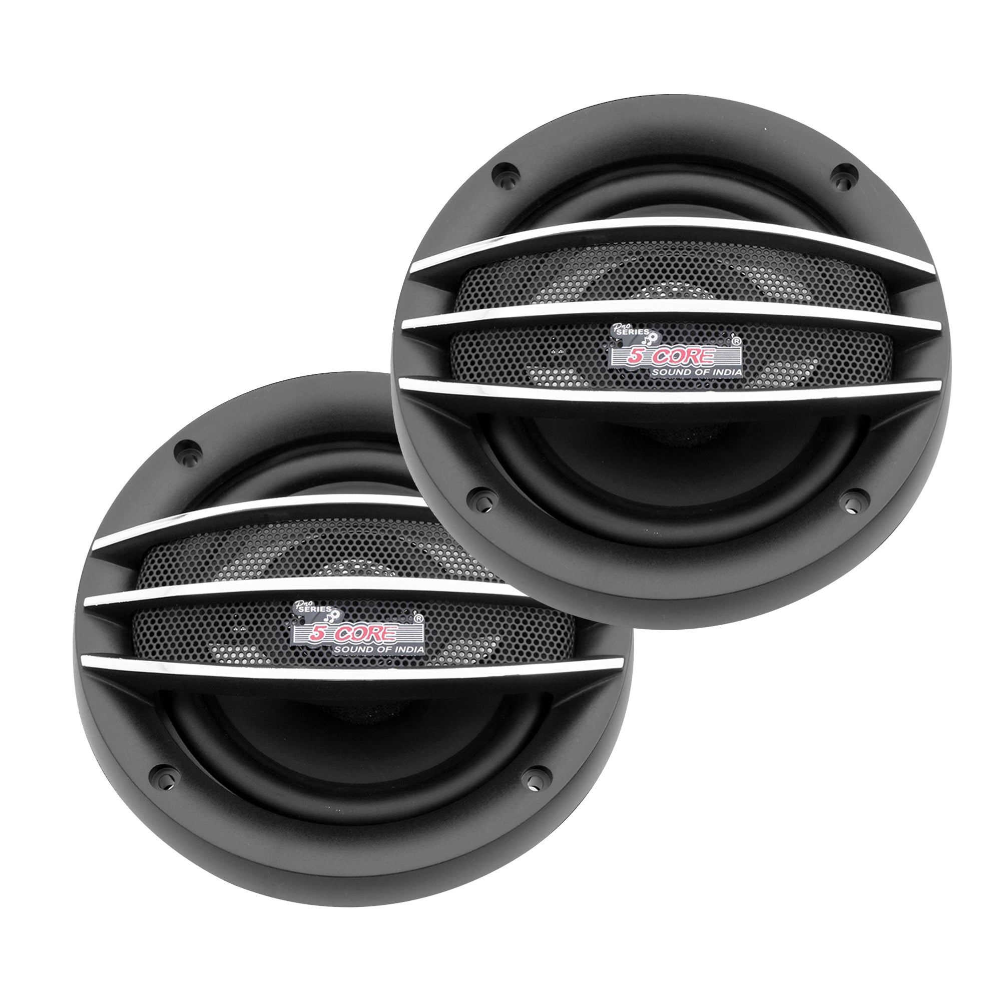 5 Core 5 Inch Car Speaker Black 2 Pack | 500W 2 Way Coaxial Replacement speakers| 4 Ohm, 72mm magnet, 1