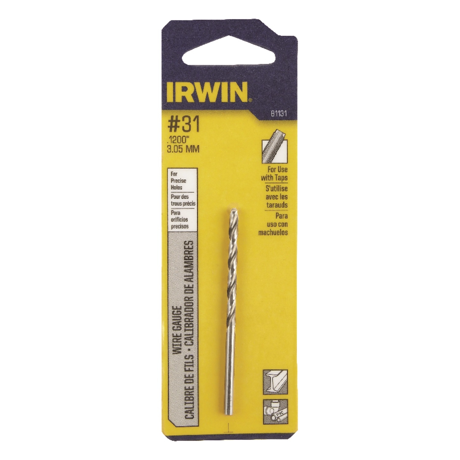 Irwin #31 X 2-3/4 in. L High Speed Steel Wire Gauge Bit 1 pc - Intensery