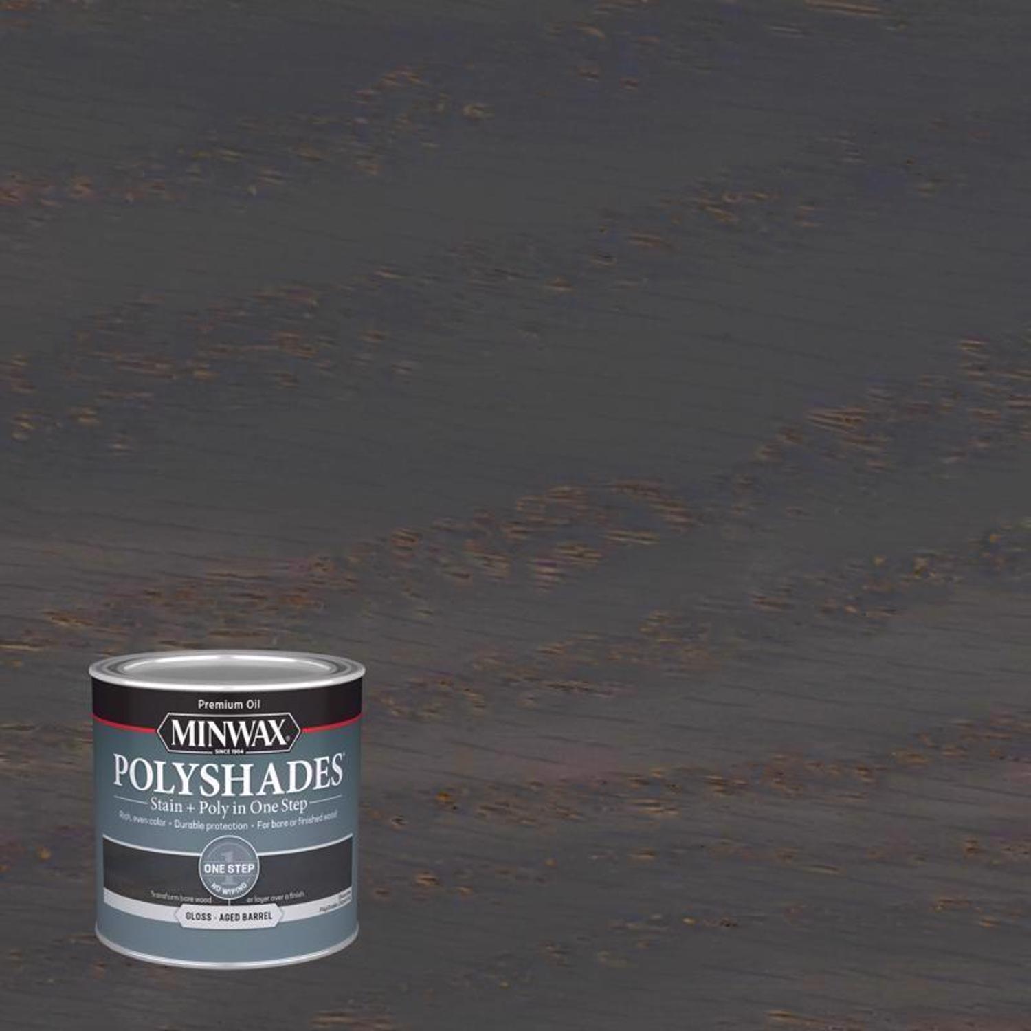 Minwax PolyShades Semi-Transparent Gloss Aged Barrel Stain/Polyurethane Finish 0.5 pt - Intensery