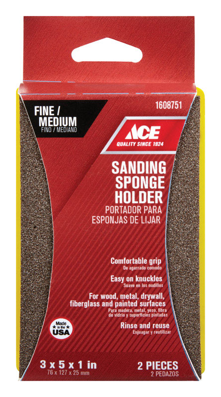 Ace 5 in. L X 3 in. W 120 Grit Fine Block Sanding Sponge - Intensery