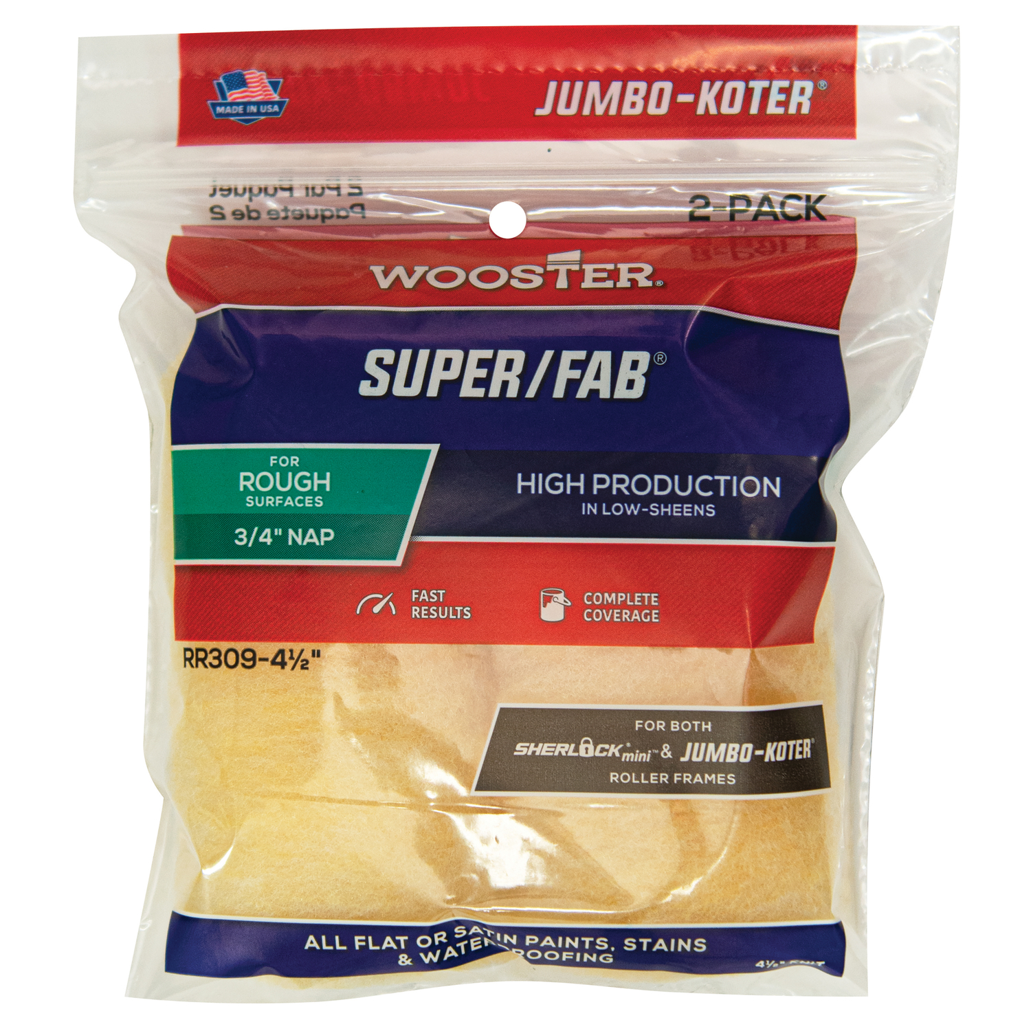 Wooster Super/Fab Knit 4-1/2 in. W X 3/4 in. Mini Paint Roller Cover 2 pk - Intensery