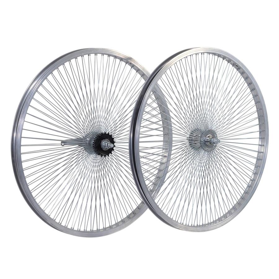 Villy Custom | 140 Spoke Silver Alloy Wheels Single-Speed Wheelset (1 Front & 1 Rear Coaster BRAKE) - Intensery
