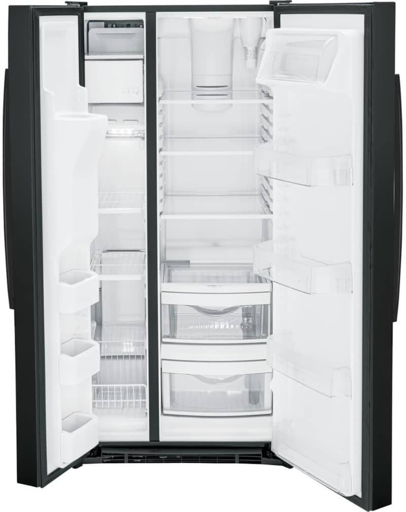 GE 23 Cu. Ft. Black Side-By-Side Refrigerator - Intensery