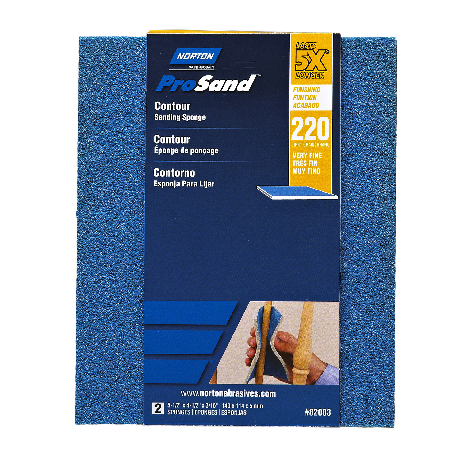 Norton ProSand 5.5 in. L X 4.5 in. W X 0.188 in. 220 Grit Very Fine Contour Sanding Sponge - Intensery