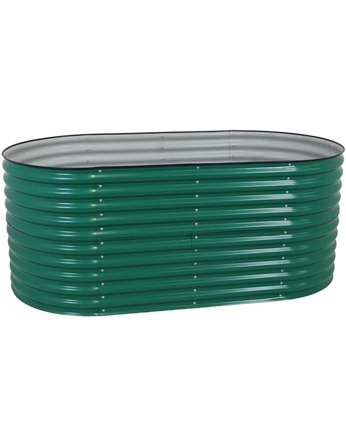 Sunnydaze Decor Galvalume Steel Oval Raised Garden Bed - Green - 79 in x 32 in - Intensery
