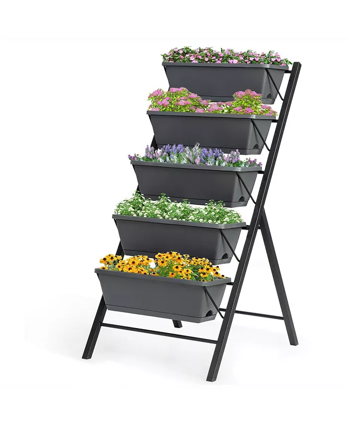 Costway 4 FT Vertical Raised Garden Bed 5-Tier Planter Box - Intensery