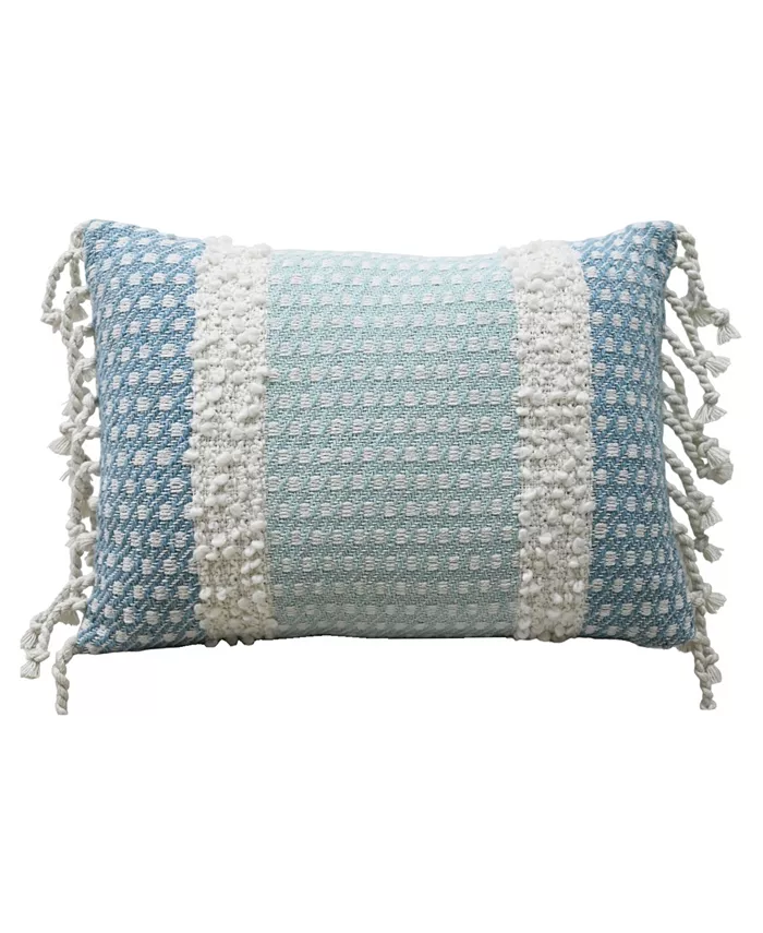 Vibhsa Linden Street Handwoven Buttknot Edging Decorative Pillow， 14'' x 20'' - Intensery