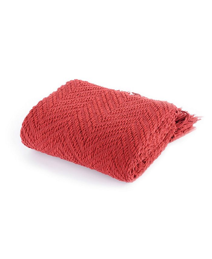 Battilo Knit Zig Zag Textured Woven Micro Chenille Throw， Extra Large - Intensery