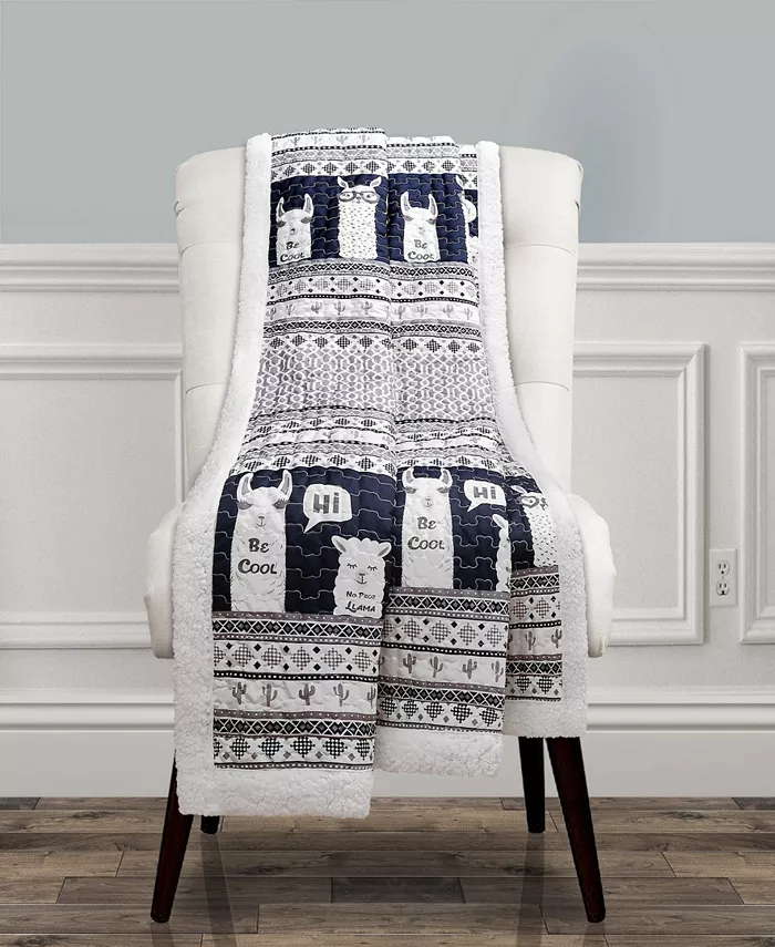 Lush Dandeacutecor Llama Stripe Sherpa Throw - Intensery