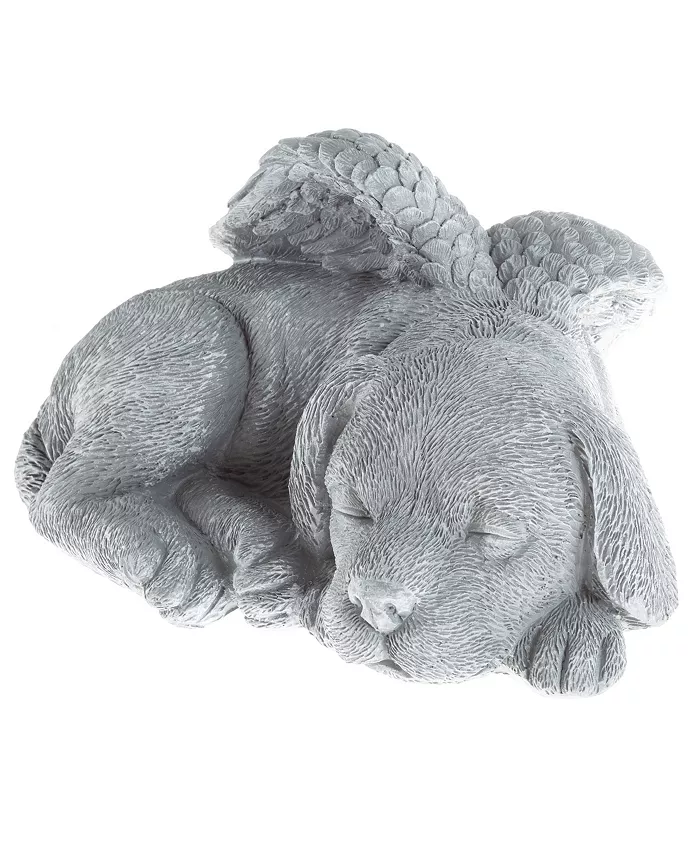 Pure Garden Dog Memorial Stone - Sleeping Angel Puppy Keepsake Sculpture - Resin Grave Marker Figurine and Sympathy Gift for Pet Loss by (Stone) - Intensery