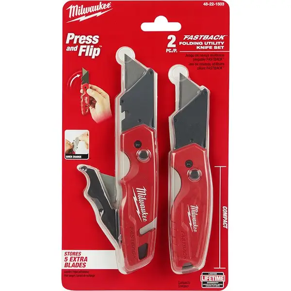 Milwaukee 2-Pack FASTBACK Folding Utility Knife Set - Intensery