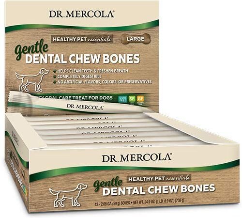 Dr. Mercola Gentle Chew Bone Rawhide-Free Large Dental Dog Treats - Intensery